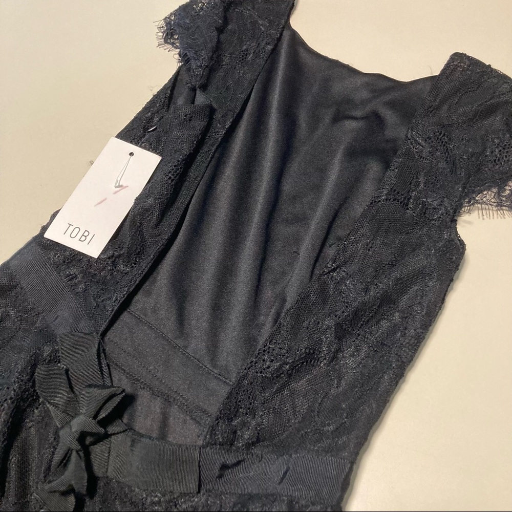 Tobi Backless Mini Dress NEW Lace Bow XS Black